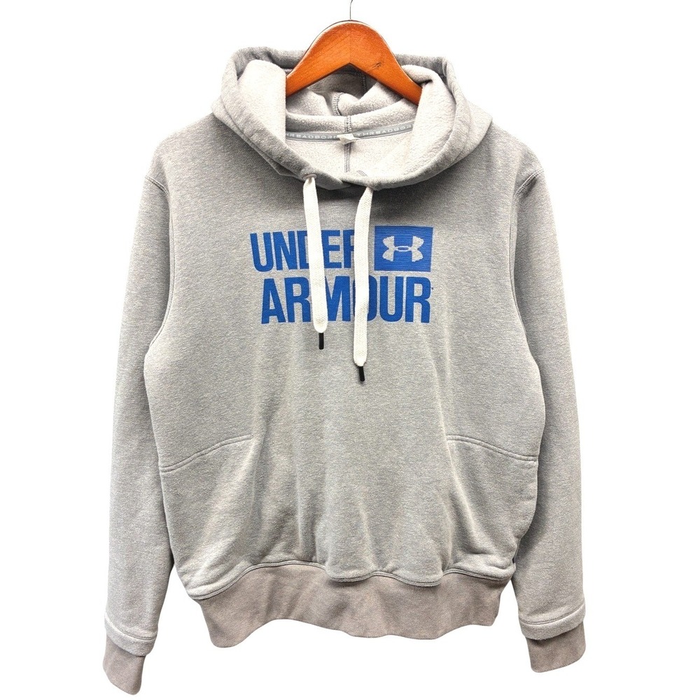 Under Armour Big Logo Pullover Hoodie Mens L Gray Sporty Athleisure Casual